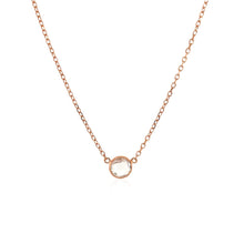 Load image into Gallery viewer, 14k Rose Gold 17 inch Necklace with Round White Topaz