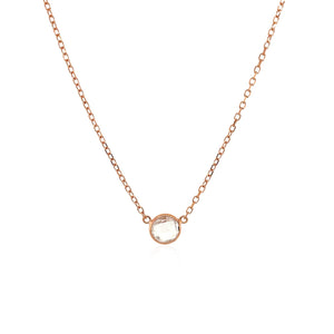 14k Rose Gold 17 inch Necklace with Round White Topaz
