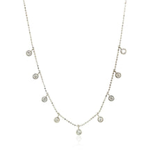 Load image into Gallery viewer, 14k White Gold Necklace with Round Diamond Charms