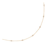 14K rose gold station necklace with round diamond stones along the chain thumbnail 1