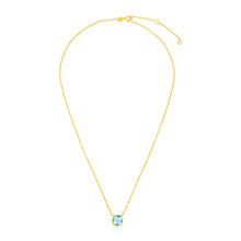 Load image into Gallery viewer, 14k Yellow Gold 17 inch Necklace with Cushion Blue Topaz