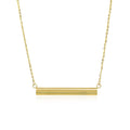 14K yellow gold necklace with a shiny flat bar pendant on a slim chain