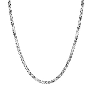 3.8mm Sterling Silver Rhodium Plated Round Box Chain