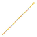 14K tri-color gold mariner link bracelet with flat polished links