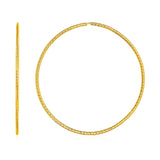 14K yellow gold large textured endless hoop earrings with no stones thumbnail 1