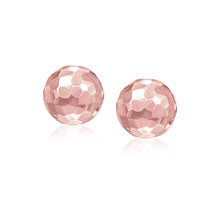 Load image into Gallery viewer, 14k Rose Gold Round Faceted Style Stud Earrings