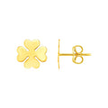 14K yellow gold four leaf clover ring in solid polished gold, no stones