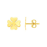 14K Yellow Gold Four Leaf Clover Earrings thumbnail 1
