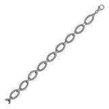 Textured Oval Link Bracelet in 14k White Gold thumbnail 1
