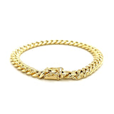 7.5mm 14k Yellow Gold Semi Solid Miami Cuban Bracelet thumbnail 3