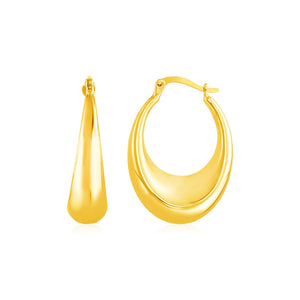 14k Yellow Gold Polished Puffed Hoop Earrings