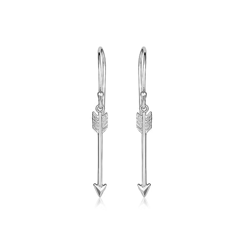 Sterling Silver Polished and Textured Arrow Earrings