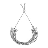 Sterling silver 925 multi chain adjustable bracelet with sliding clasp thumbnail 1