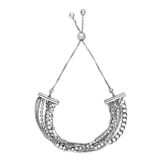 Sterling silver 925 multi chain adjustable bracelet with sliding clasp