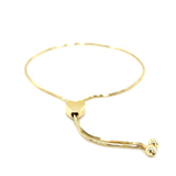 14k Yellow Gold Adjustable Lariat Style Heart Motif Bracelet thumbnail 3
