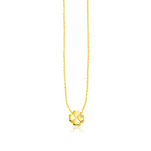 Load image into Gallery viewer, 14k Yellow Gold Polished Four Leaf Clover Necklace with Diamond