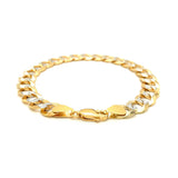 10 mm 14k Two Tone Gold Pave Curb Bracelet thumbnail 3