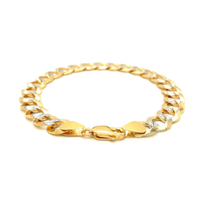 10 mm 14k Two Tone Gold Pave Curb Bracelet
