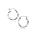 10K white gold polished hoop earrings, 15 mm, no stones