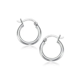 10K white gold polished hoop earrings, 15 mm, no stones thumbnail 1