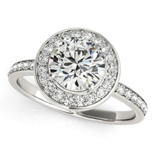 Load image into Gallery viewer, 14k White Gold Round Halo Diamond Engagement Ring (1 1/2 cttw)