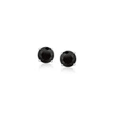 14K white gold ring with 1 faceted black cubic zirconia stone thumbnail 1