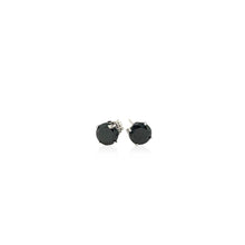 Load image into Gallery viewer, 14k White Gold Stud Earrings with Black 5mm Faceted Cubic Zirconia