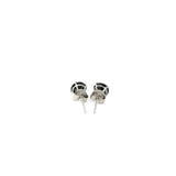 14k White Gold Stud Earrings with Black 5mm Faceted Cubic Zirconia thumbnail 3