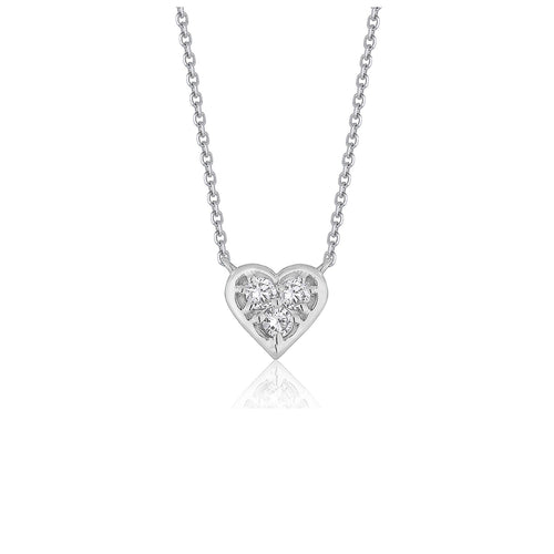 Diamond Heart Design Pendant in 14k White Gold