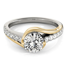 Load image into Gallery viewer, 14k Two Tone Gold Split Shank Style Diamond Engagement Ring (1 1/4 cttw)