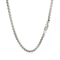 3.0mm Sterling Silver Rhodium Plated Round Box Chain