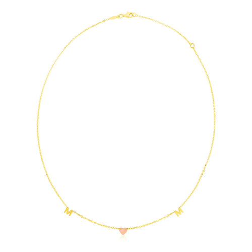 14k Yellow and Rose Gold Mom Necklace