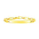 14K yellow gold paperclip chain ID bracelet with polished center plate thumbnail 1