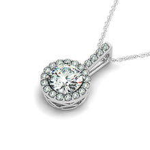 Load image into Gallery viewer, 14k White Gold Diamond Halo Round Style Pendant (5/8 cttw)