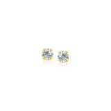 14K yellow gold ring with faceted white cubic zirconia stone thumbnail 1