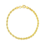 4.0mm 10k Yellow Gold Solid Diamond Cut Rope Bracelet thumbnail 2