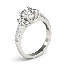 Load image into Gallery viewer, 14k White Gold 3 Stone Pave Set Band Diamond Engagement Ring (1 7/8 cttw)