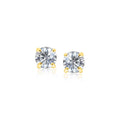 14K yellow gold ring with white faceted cubic zirconia stones