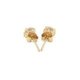 14k Yellow Gold Stud Earrings with White Hue Faceted Cubic Zirconia thumbnail 3