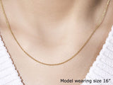 14k Yellow Gold Round Cable Link Chain 1.3mm thumbnail 4