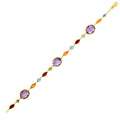 14K yellow gold bracelet with multi-colored gemstone links