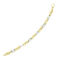 14K two-tone gold oval link bracelet with long and short link pattern