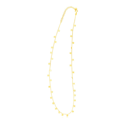 14K Yellow Gold Necklace with Dangling Stars