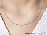 14k White Gold Round Cable Link Chain 1.3mm thumbnail 4