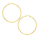 14K yellow gold large round hoop earrings with polished finish thumbnail 1