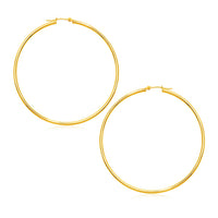14k Yellow Gold Polished Large Round Hoop Earrings