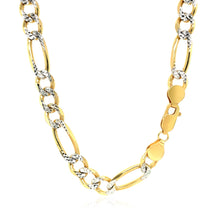 Load image into Gallery viewer, 7.0mm 14K Yellow Gold Solid Pave Figaro Chain