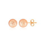 14K rose gold ball earrings with crystal cut faceted texture thumbnail 1