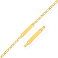 14K yellow gold Figaro link children's ID bracelet with engravable center plate
