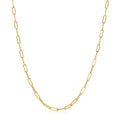 14K yellow gold paperclip chain with 3.3mm wide elongated oval links